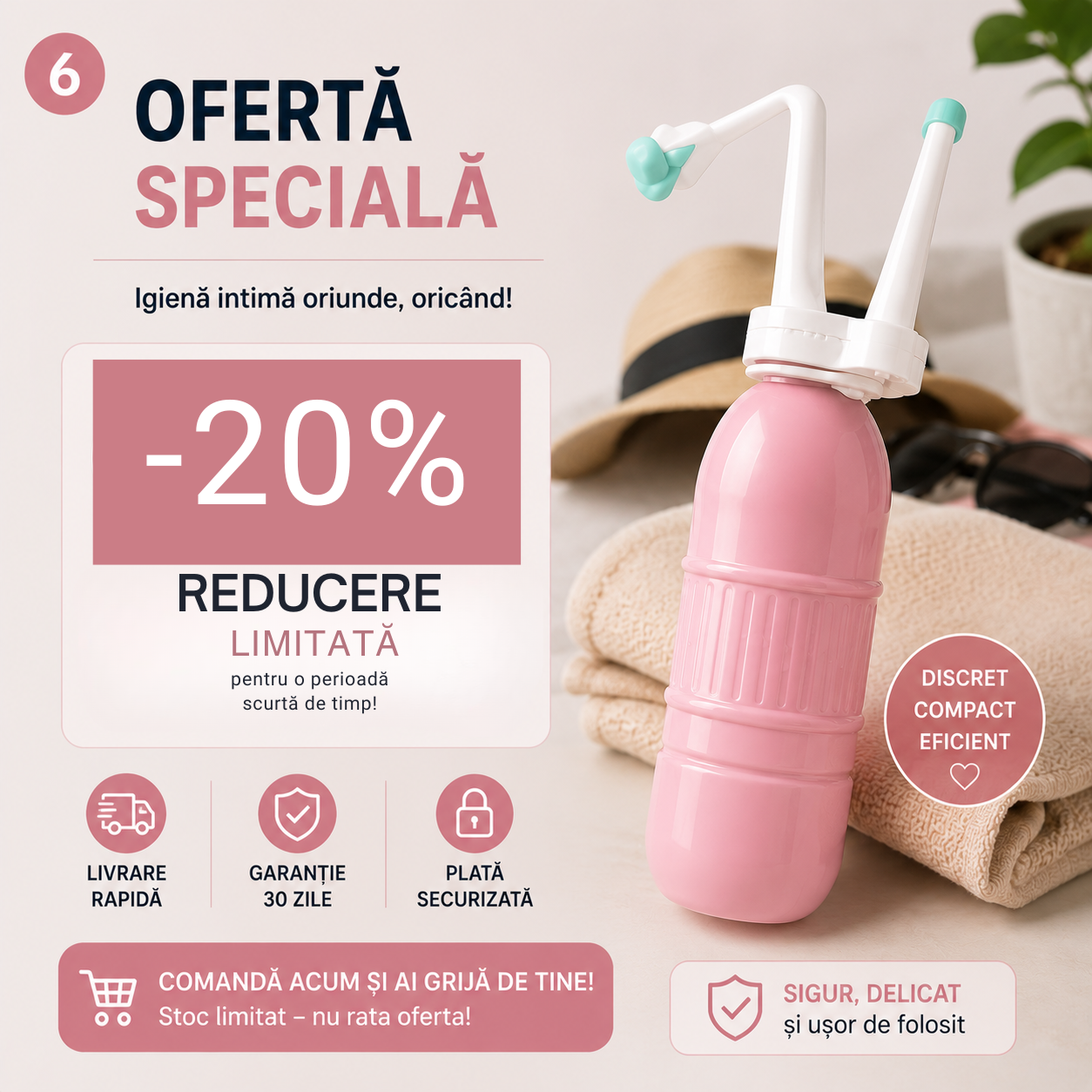 Bideu Portabil pentru Igienă și Prospețime