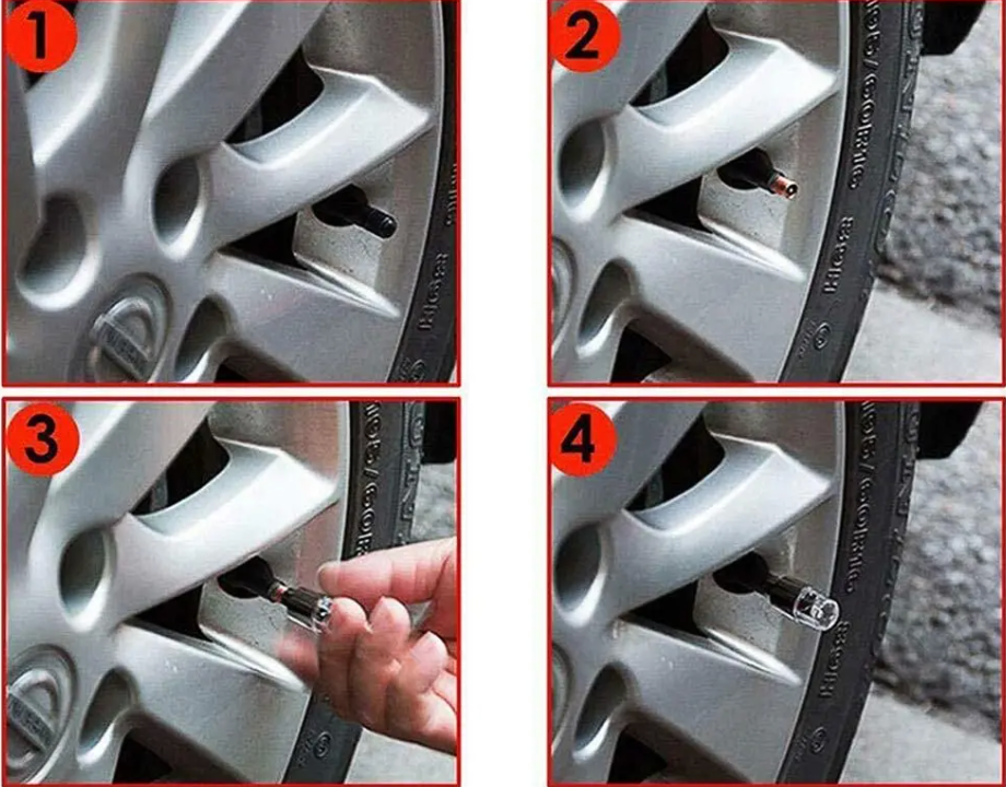 Set 4 pokrovčkov za ventile s svetlobami