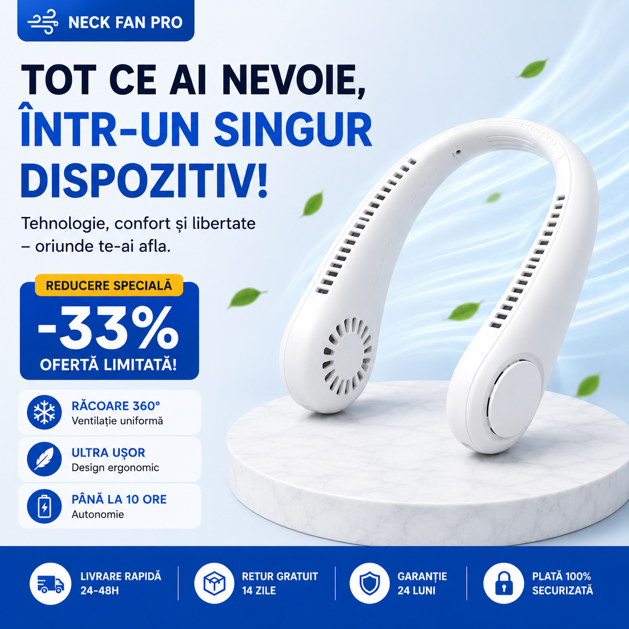 Ventilator Reîncărcabil pentru Gât