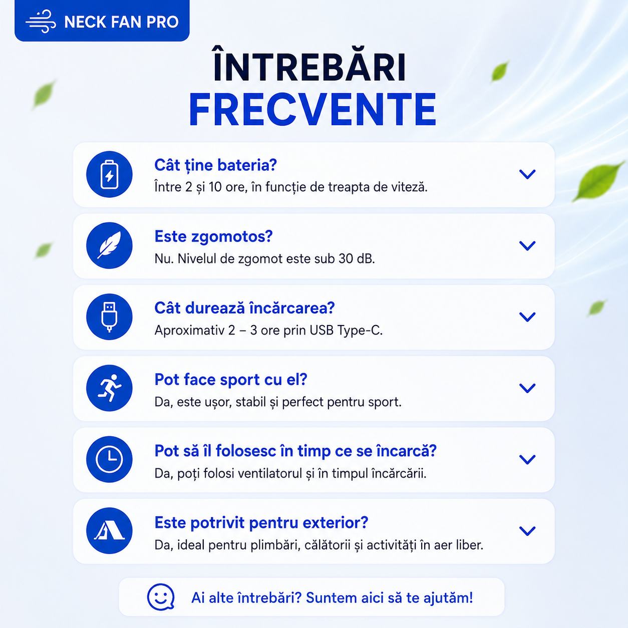 Ventilator Reîncărcabil pentru Gât