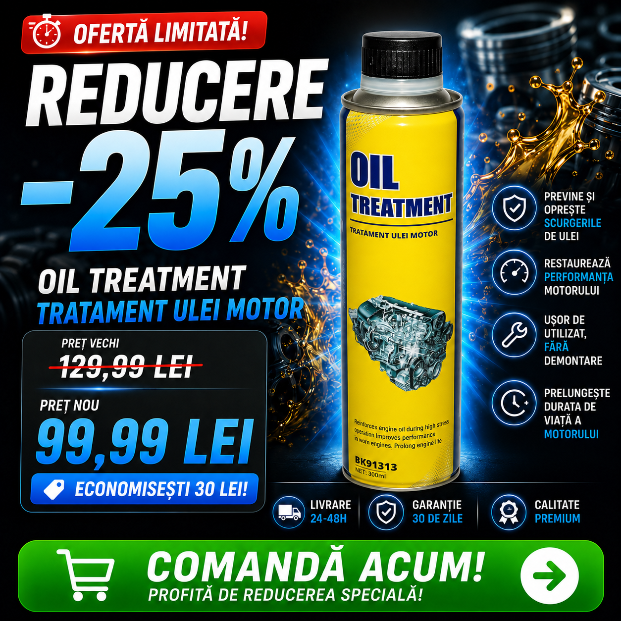 Aditiv Oprire Scurgeri Ulei Motor 300 ml