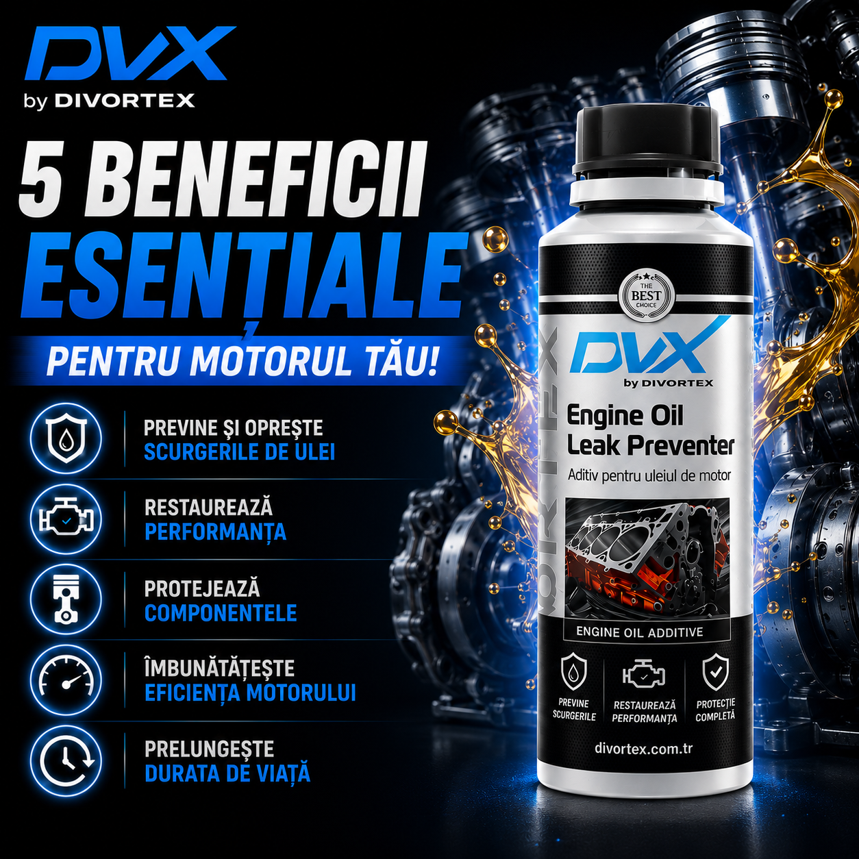 Aditiv Oprire Scurgeri Ulei Motor DVX 300 ml