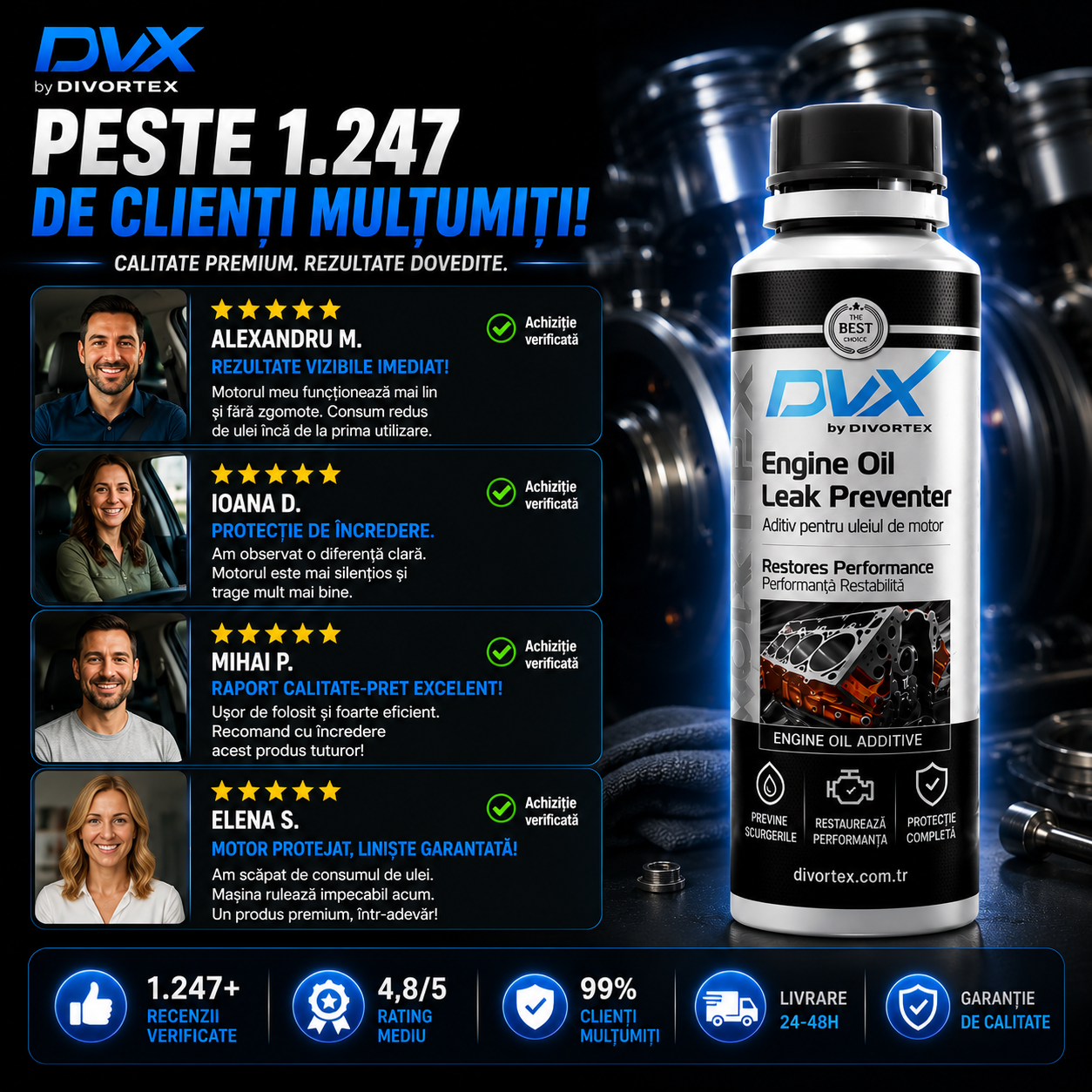 Aditiv Oprire Scurgeri Ulei Motor DVX 300 ml