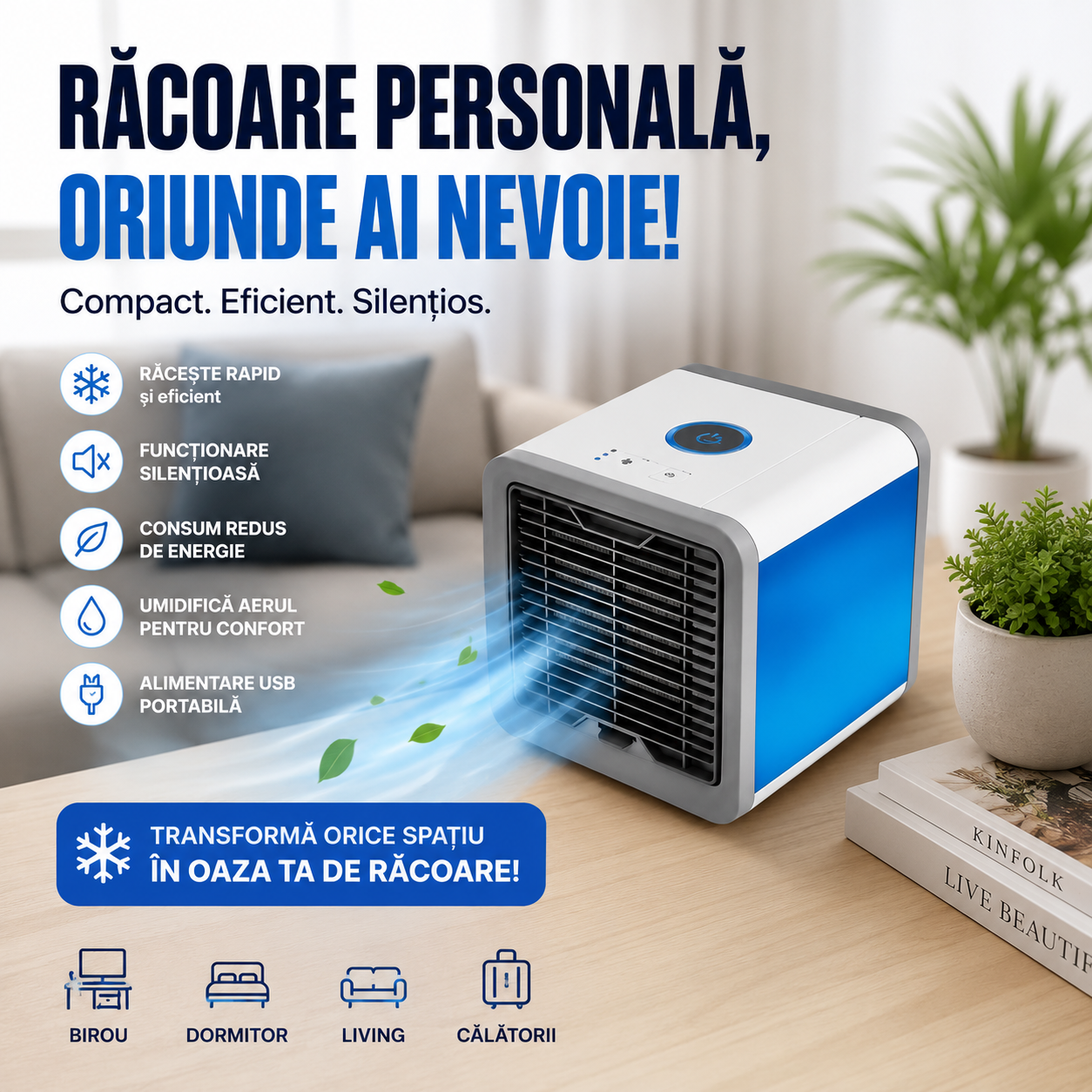 ArcticCube™ Mini Răcitor Personal cu Apă și Gheață
