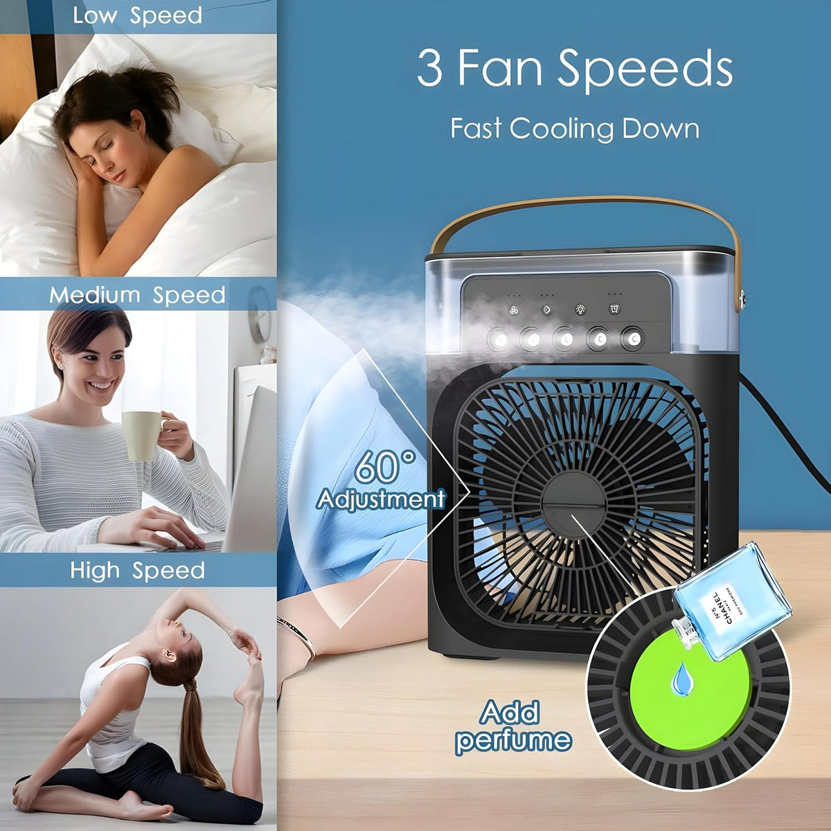 Prenosný Ventilátor S Funkciou Zvlhčovania A Chladenia Vzduchu