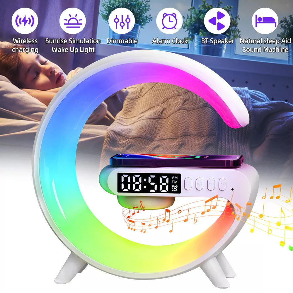 Lampa 3 in 1 - RGB Smart Light, Wireless Fast Charging, Boxa Bluetooth