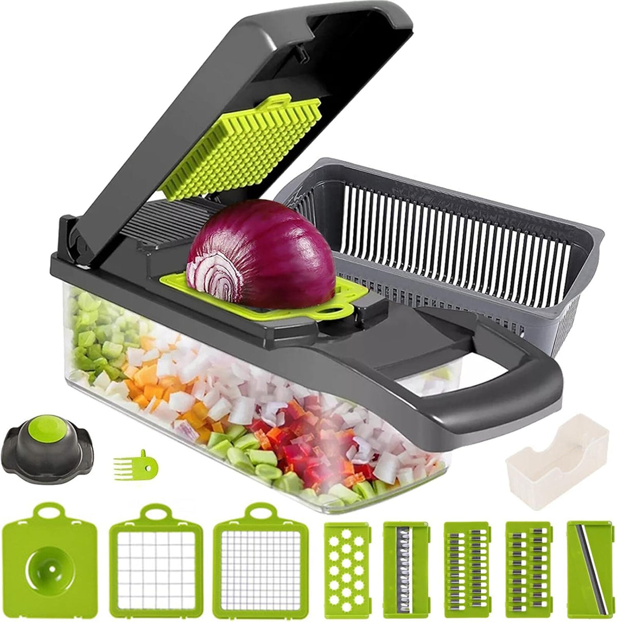 Multifunkcionális Reszelő Zöldségekhez És Gyümölcsökhöz, Rozsdamentes Acél Pengékkel 🥕🥒🍎