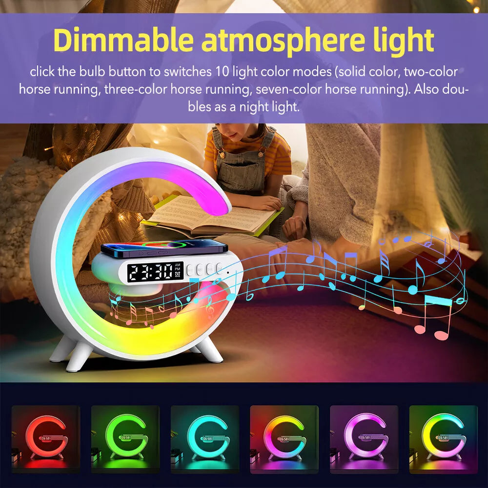 Lampa 3 in 1 - RGB Smart Light, Wireless Fast Charging, Boxa Bluetooth