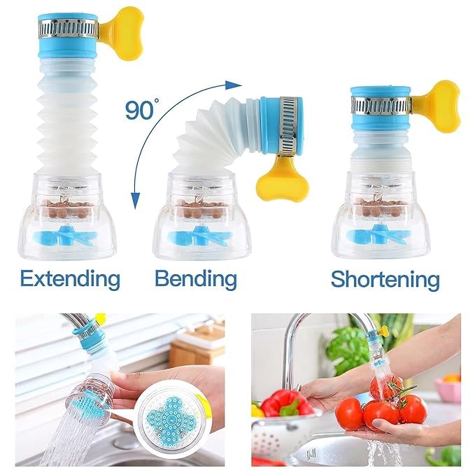 5-v-1 teleskopski nastavek za pipo, vrtljiv za 360°