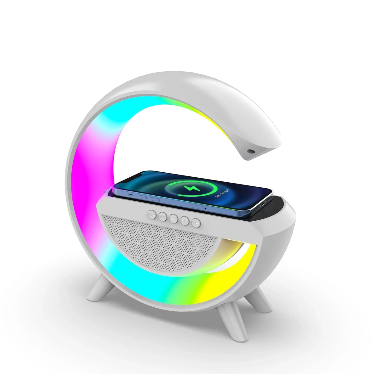 Lampa 3 v 1 - RGB Smart Light, Bezdrátové Rychlé Nabíjení, Bluetooth Reproduktor
