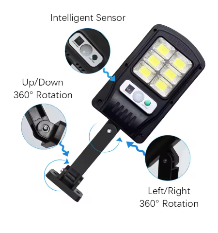 Solárne pouličné osvetlenie LED reflektor so 6 panelmi, 400W