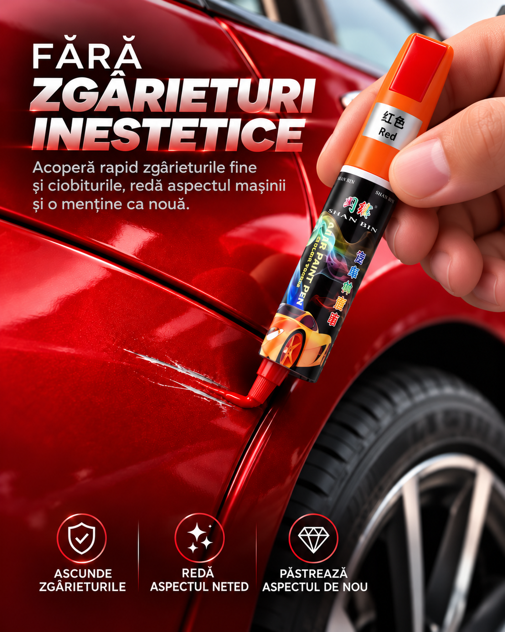 Pensulă Pentru Îndepărtarea Zgârieturilor Auto cu Efect Permanent