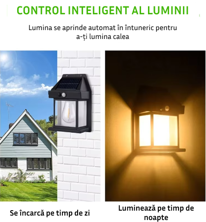 Lampă Led de Perete Vintage cu încărcare Solară