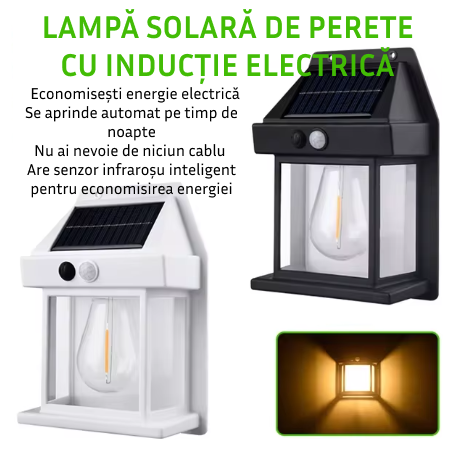 Lampă Led de Perete Vintage cu încărcare Solară